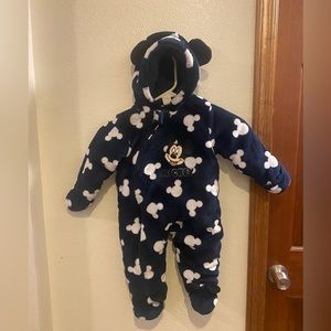 DISNEY BABY 9M THICK DARK BLUE HOODED MICKEY MOUSE 1pc COAT/FOOTIE